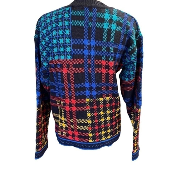 VINTAGE TOFFS size medium cotton blend colorful striped sweater round ne… - Picture 2 of 8